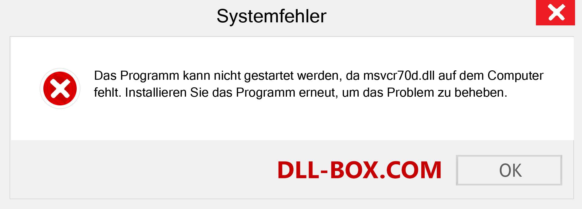 msvcr70d.dll-Datei fehlt?. Download für Windows 7, 8, 10 - Fix msvcr70d dll Missing Error unter Windows, Fotos, Bildern