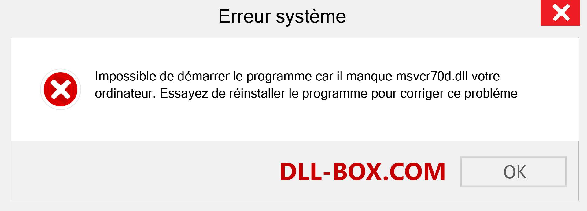 Le fichier msvcr70d.dll est manquant ?. Télécharger pour Windows 7, 8, 10 - Correction de l'erreur manquante msvcr70d dll sur Windows, photos, images